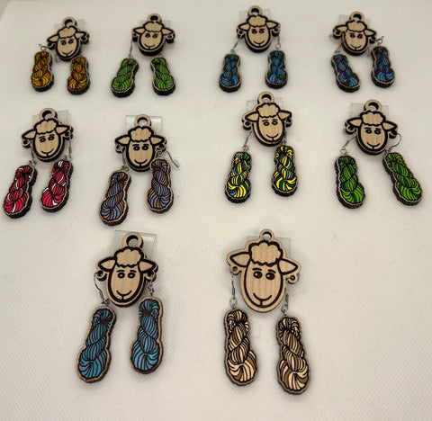 Hand Painted Yarn Skein Earrings