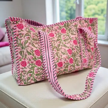 Quilted Cotton Floral Tote Bags