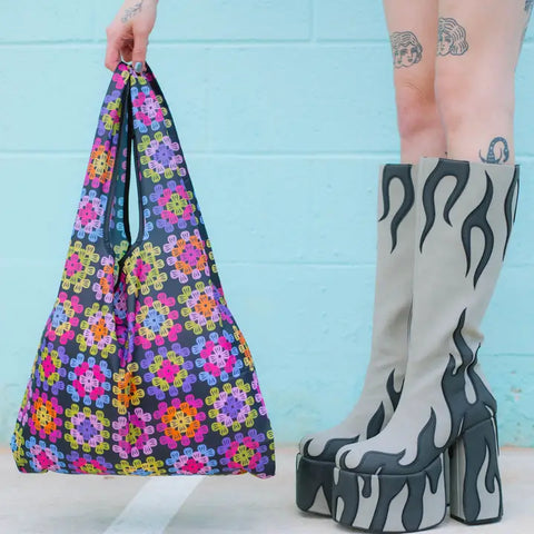Crushable Granny Square Tote Bag