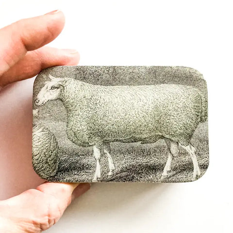 Sheep Notions Tins with Knitting Notions